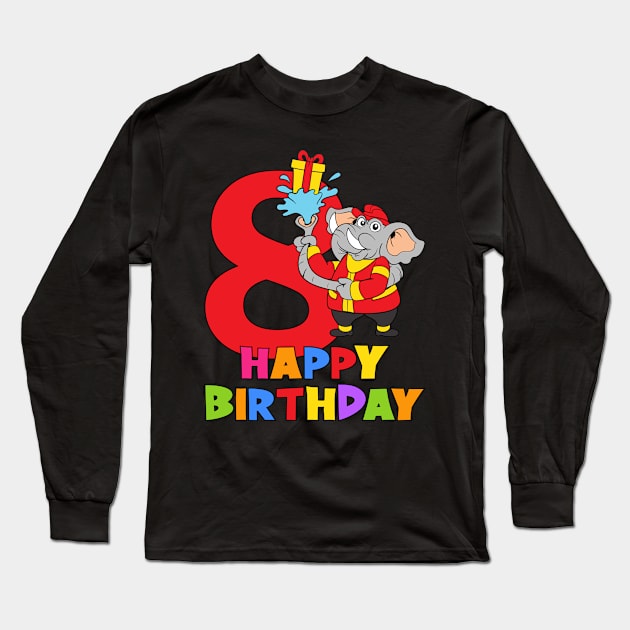 8th Birthday Party 8 Year Old Eight Years Long Sleeve T-Shirt by KidsBirthdayPartyShirts